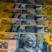 banknotes with a portrait of a lady printed